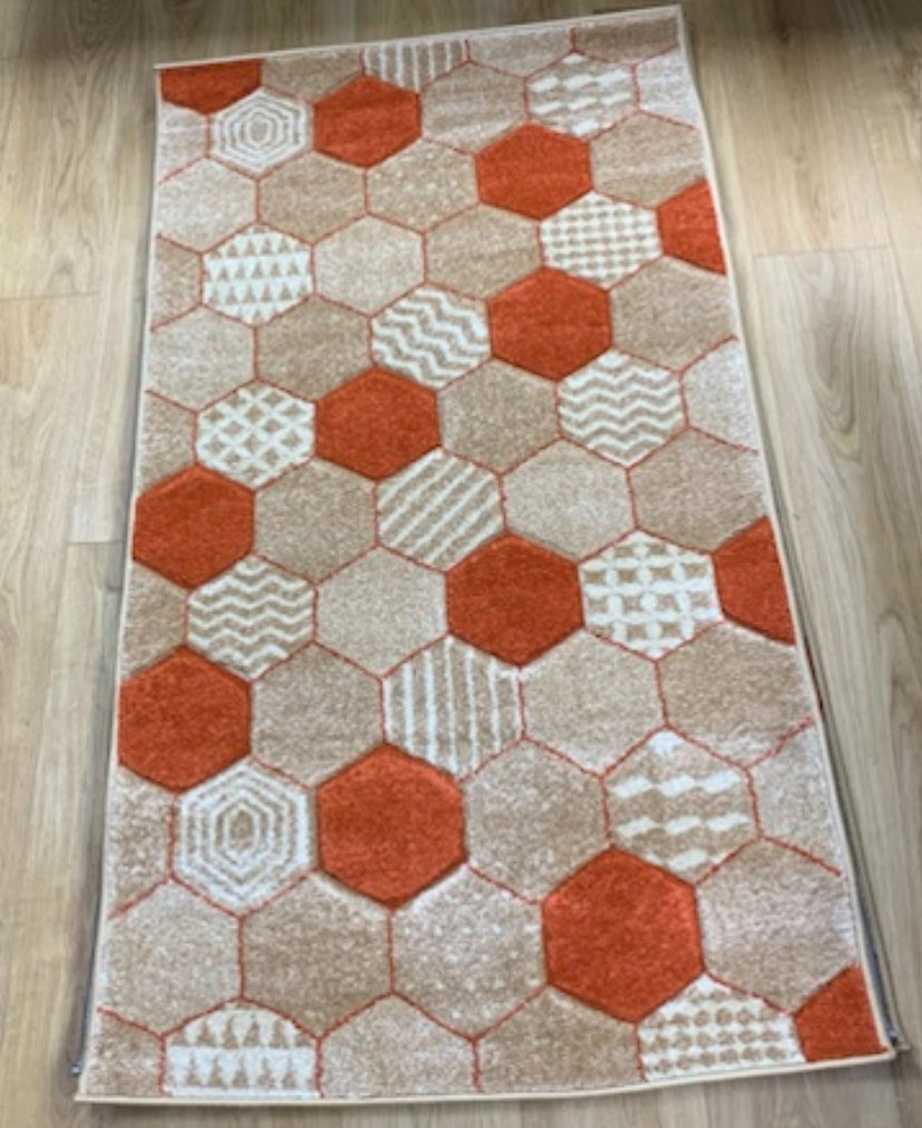 Honeycomb Hexagon Pattern Rug – Multiple Colours & Sizes