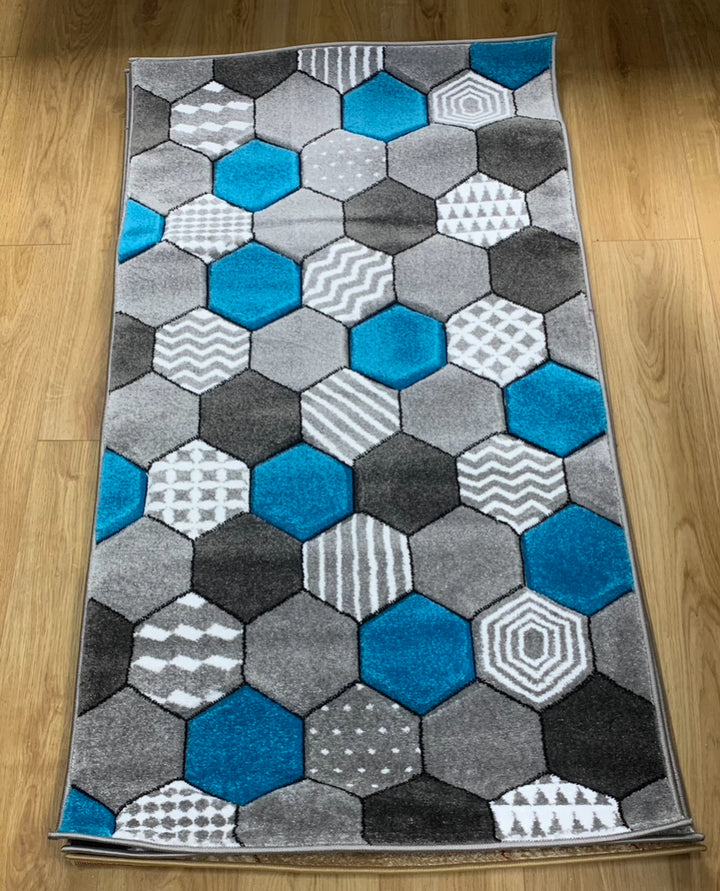 Honeycomb Hexagon Pattern Rug – Multiple Colours & Sizes