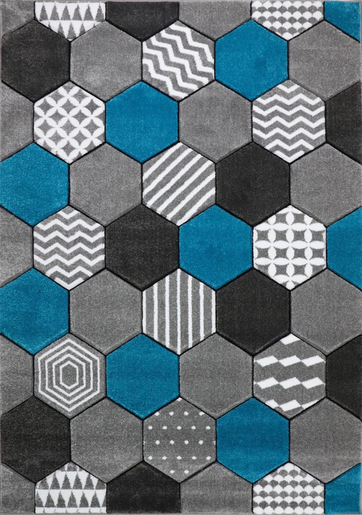 Honeycomb Hexagon Pattern Rug – Multiple Colours & Sizes