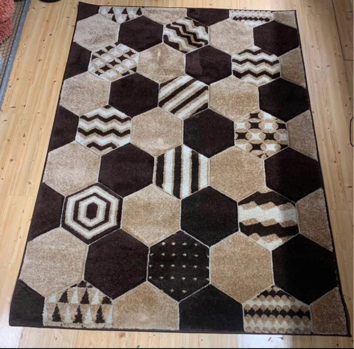 Honeycomb Hexagon Pattern Rug – Multiple Colours & Sizes