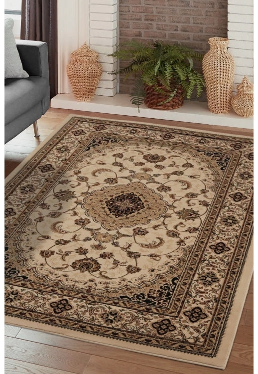 Traditional Beige and Brown Area Rug