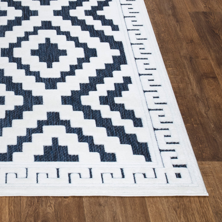 Nordura Washable Rug – Blue-Cream
