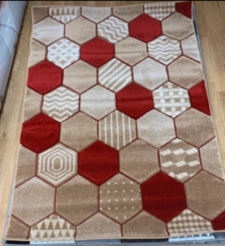 Honeycomb Hexagon Pattern Rug – Multiple Colours & Sizes
