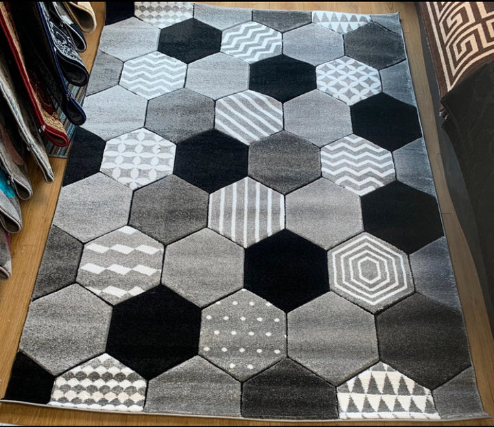 Honeycomb Hexagon Pattern Rug – Multiple Colours & Sizes