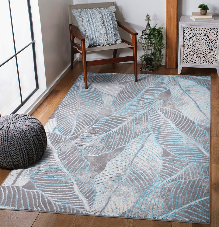 Verdant Leaf Pattern Modern Rugs Collection
