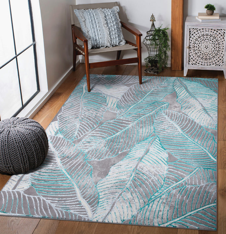 Verdant Leaf Pattern Modern Rugs Collection