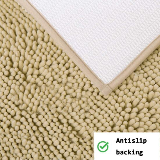 3 Piece Beige Bath Mat Set