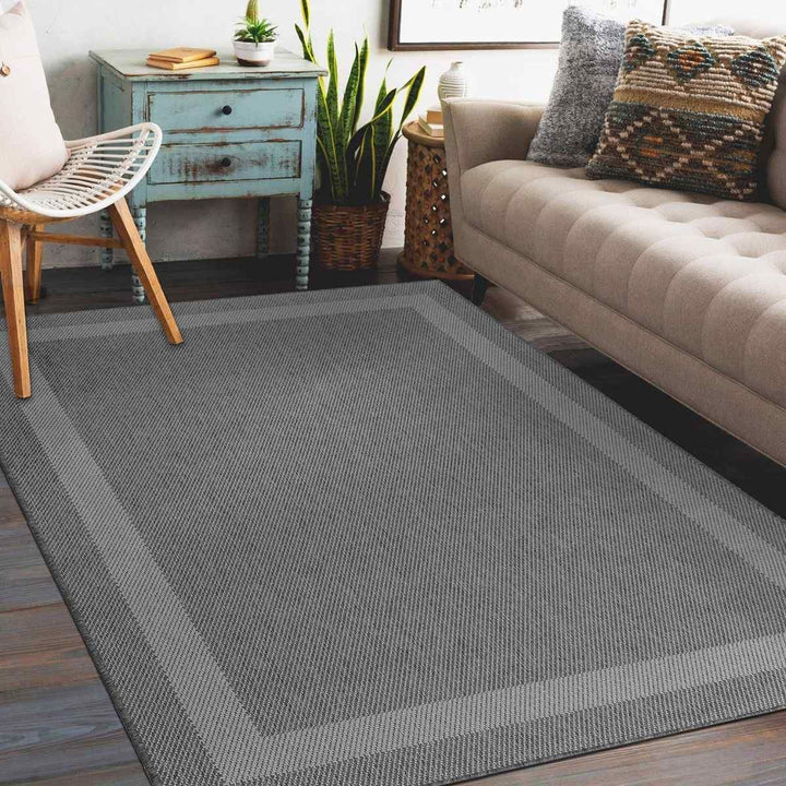 Duo Weave Indoor/Outdoor Rug Border Charcoal