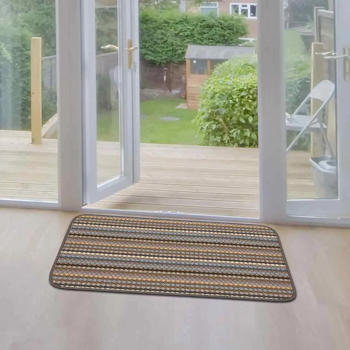 Ribbed Washable Mat Beige