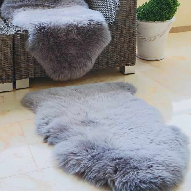 Genuine Sheepskin Rug Grey