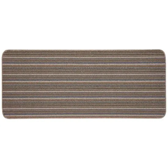 Striped Launderable Mat Mocha/Blue Runner