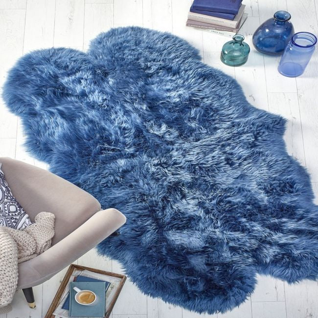Genuine Sheepskin Rug Navy