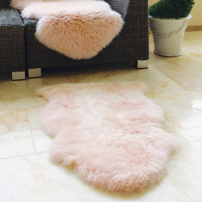 Genuine Sheepskin Rug Peach